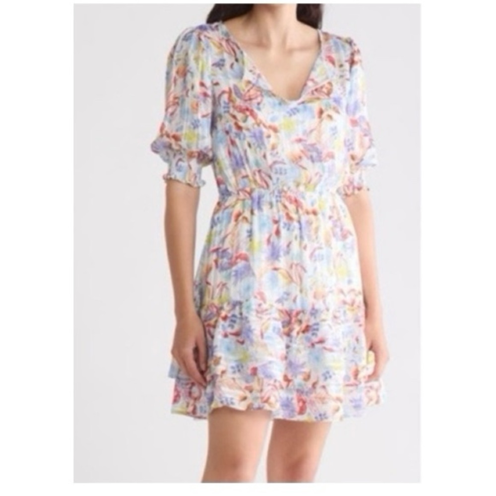 Melloday Metallic Printed Mini Dress